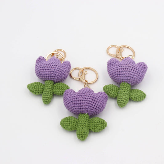 Hand-Crochet Tulip Flower Keychain for a Floral Touch