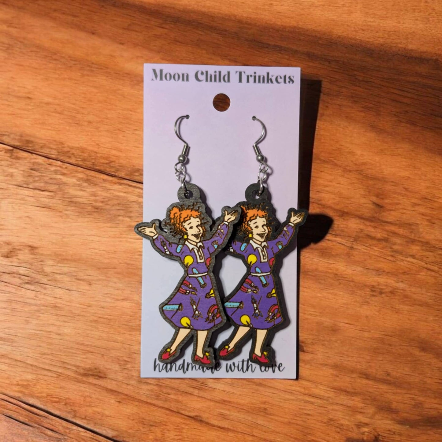 Nostalgic Science Teacher Hand Painted Dangle Earrings