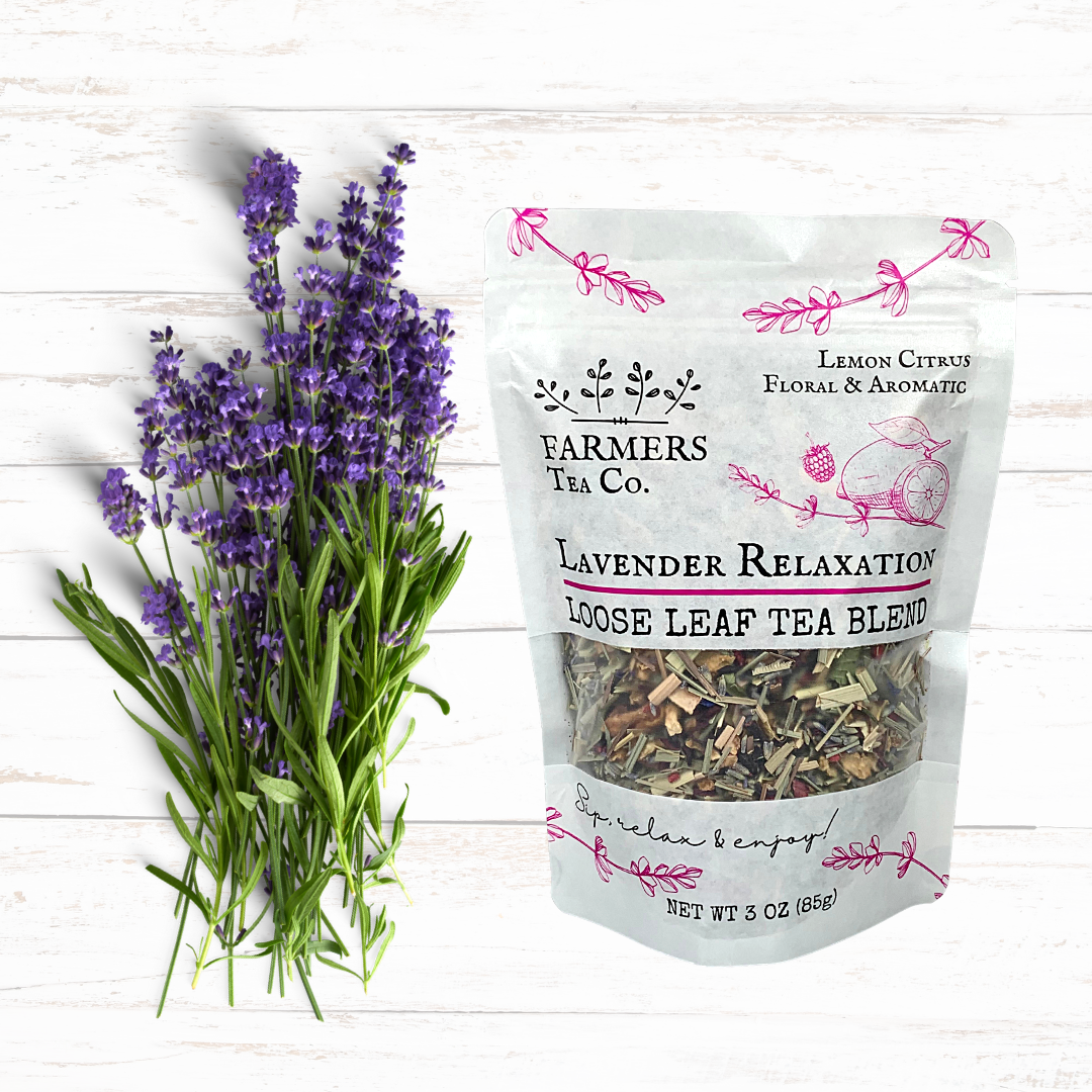 FARMERS Tea Co. | Lavender Relaxation Tea, Loose Leaf Tea Blend 3 oz
