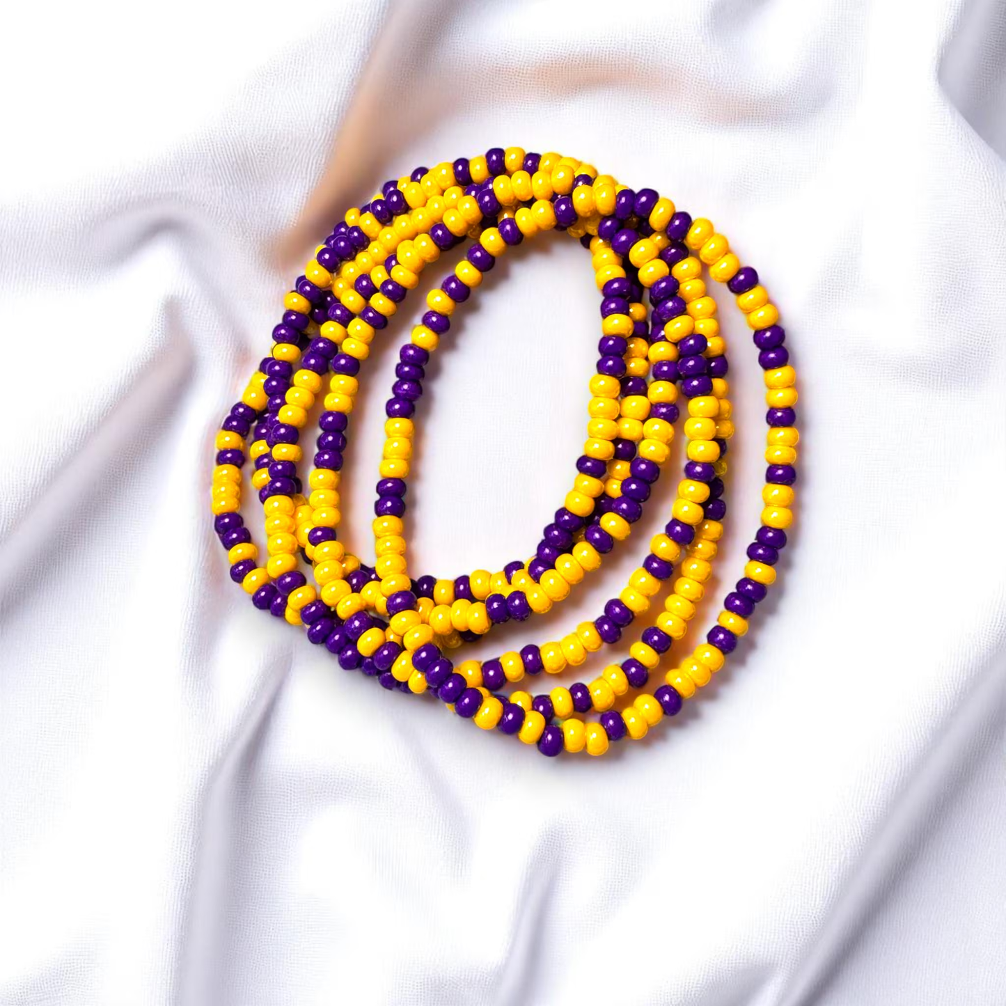 Somerset High School Cheer Purple and Gold Game Day Bracelet Stack