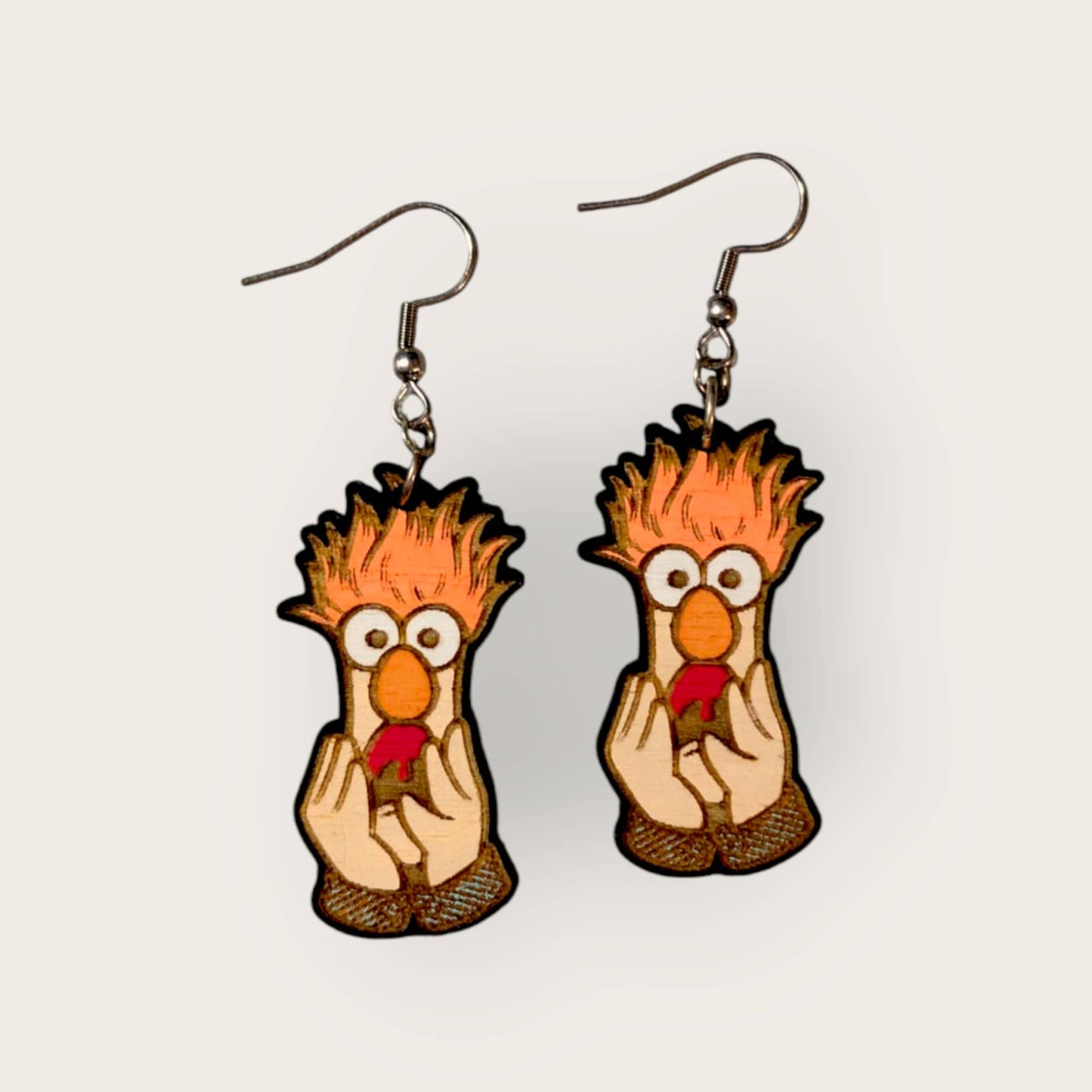 Muppets Beaker Hand Painted Wood Dangle Earrings