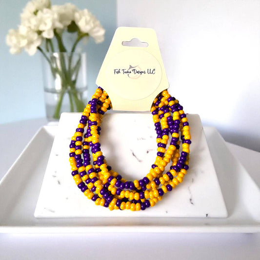 Somerset High School Cheer Purple and Gold Game Day Bracelet Stack