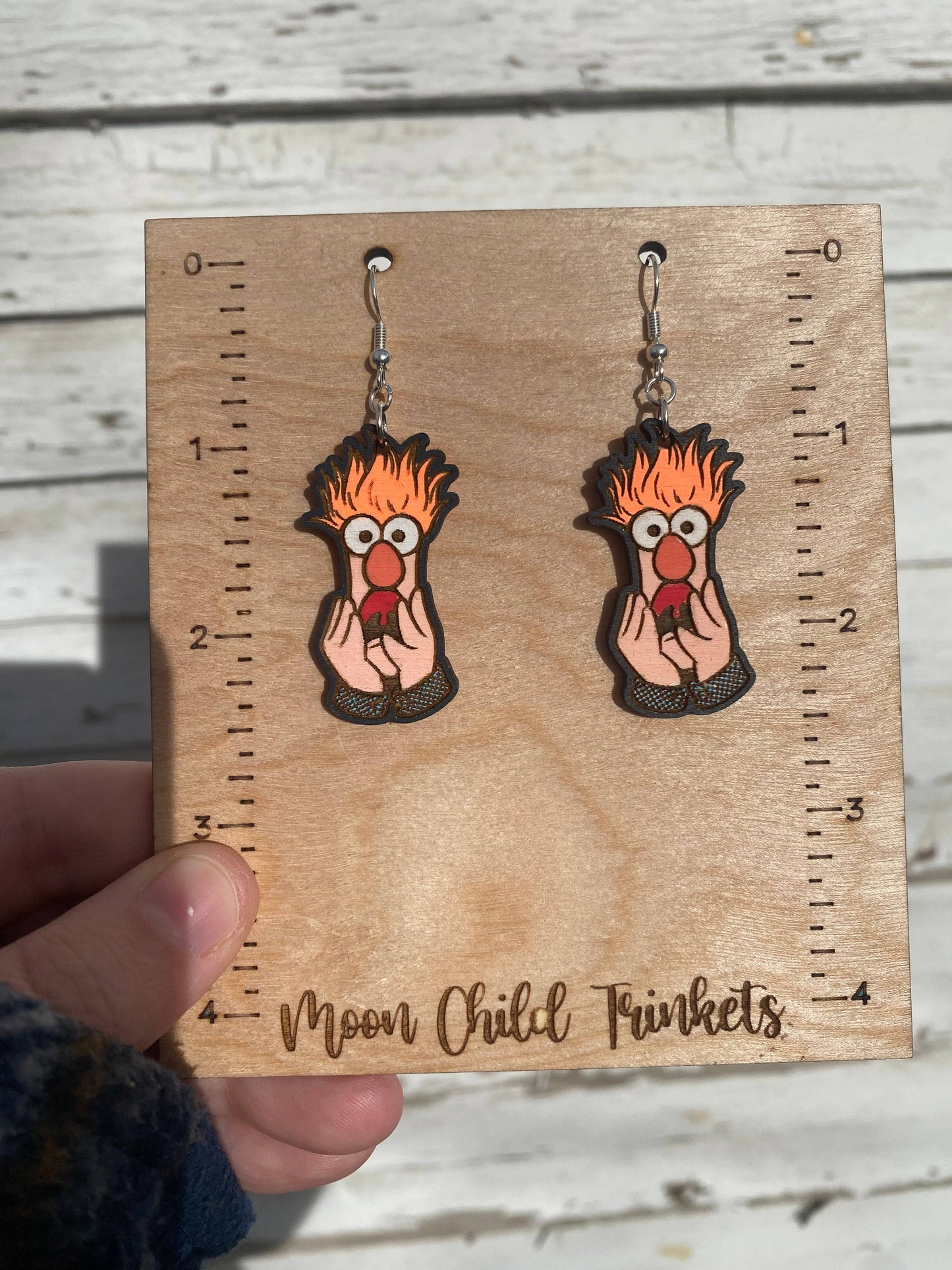 Muppets Beaker Hand Painted Wood Dangle Earrings
