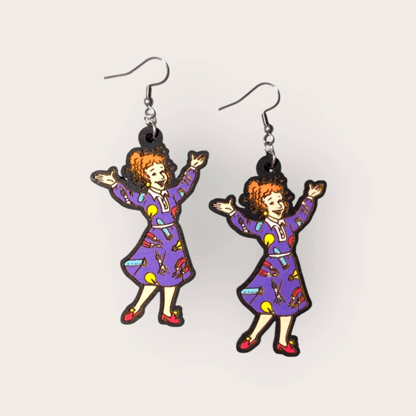 Nostalgic Science Teacher Hand Painted Dangle Earrings