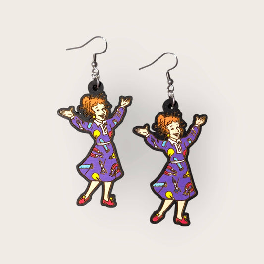 Nostalgic Science Teacher Hand Painted Dangle Earrings
