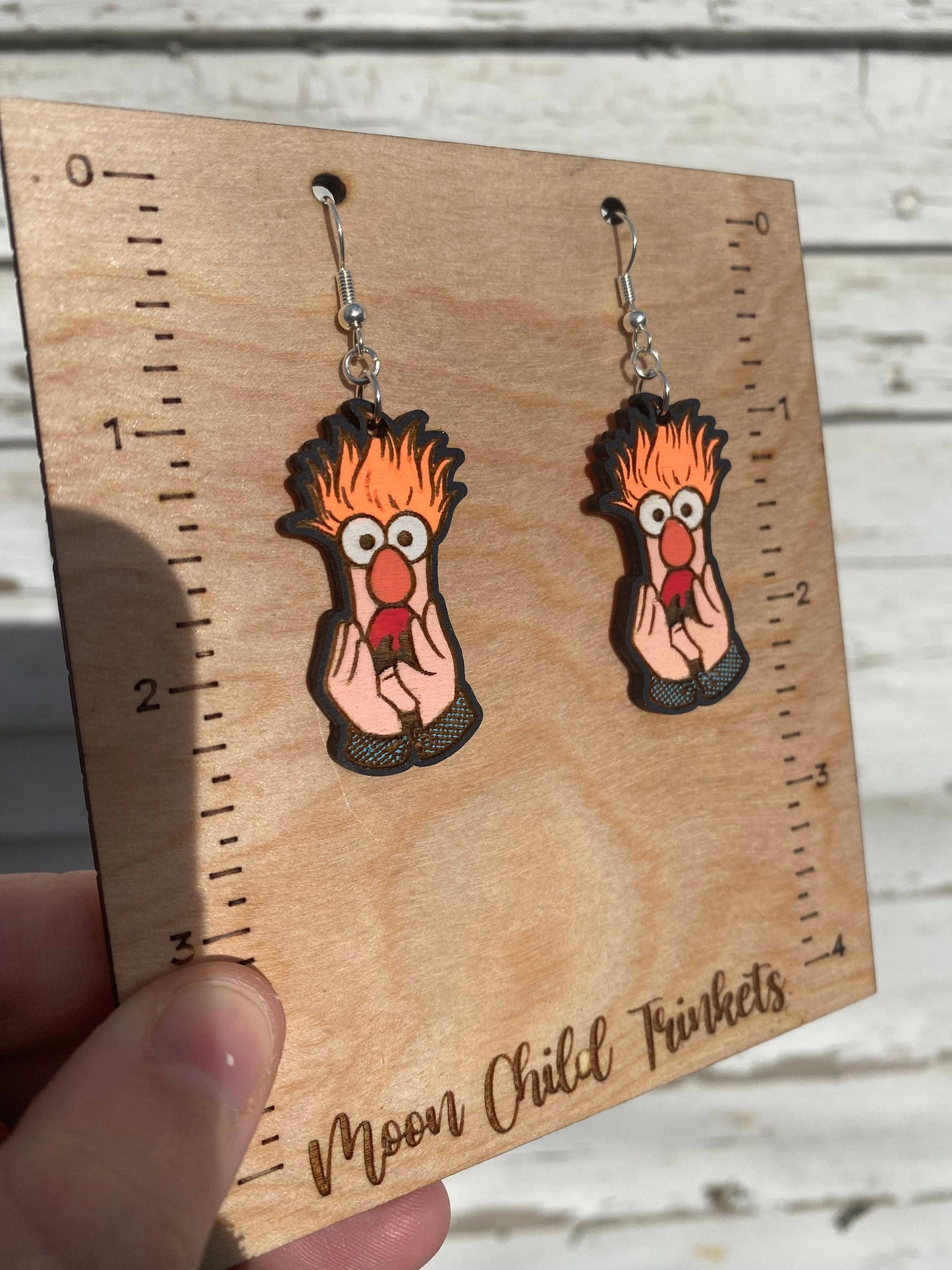 Muppets Beaker Hand Painted Wood Dangle Earrings