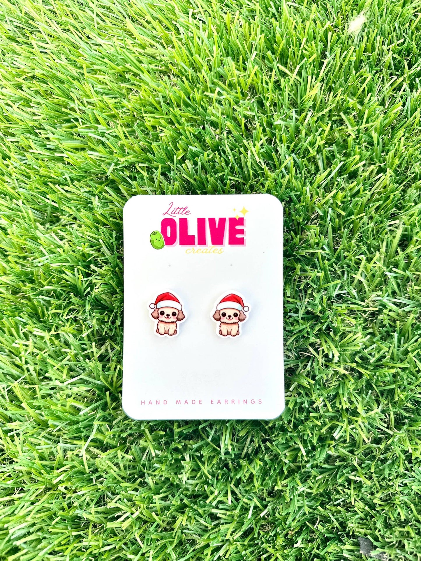 Golden Retriever Christmas Stud Earrings