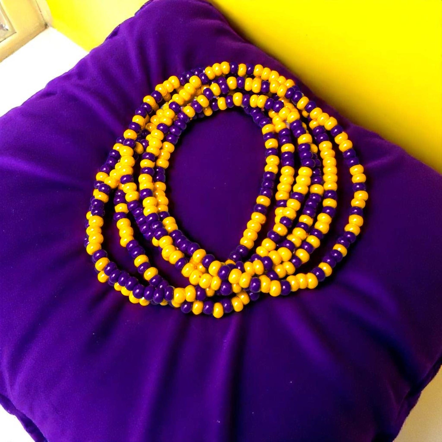 Somerset High School Cheer Purple and Gold Game Day Bracelet Stack