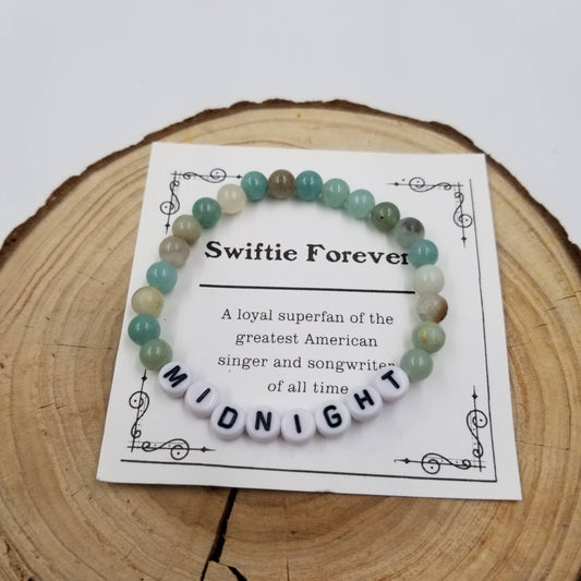 Taylor Swift Natural Stone Bracelet with Card: MIDNIGHT