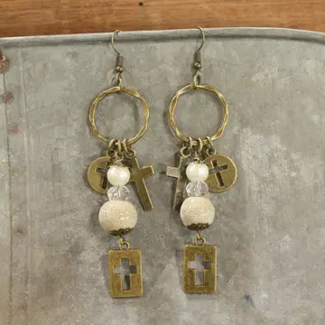 Last Supper Cross Earrings