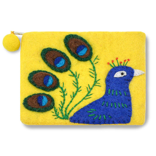 Yellow Peacock Design Coin Purse