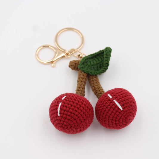 Hand-Crochet Cherry Keychain
