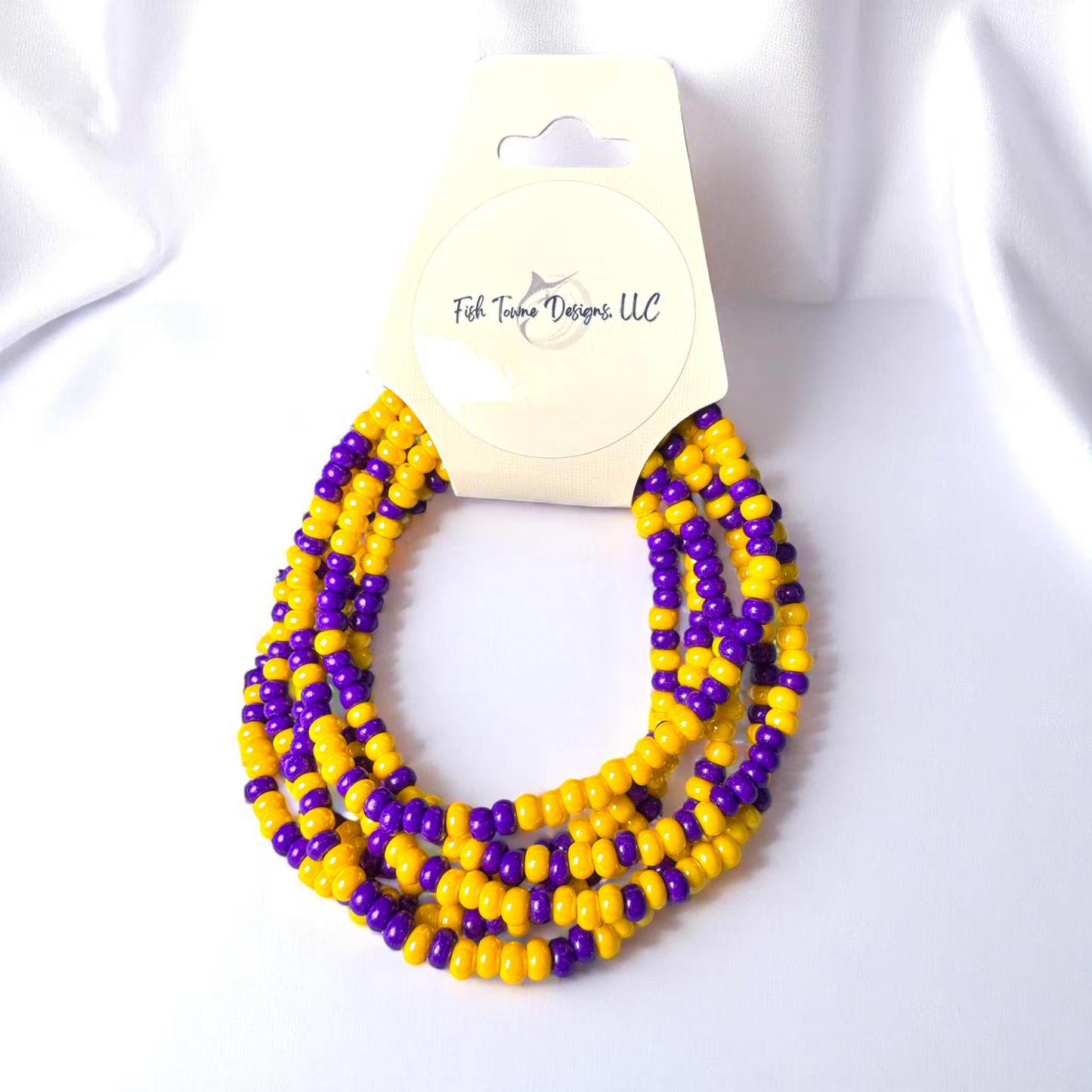Somerset High School Cheer Purple and Gold Game Day Bracelet Stack