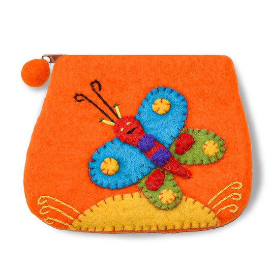 Orange Butterfly Coin Purse