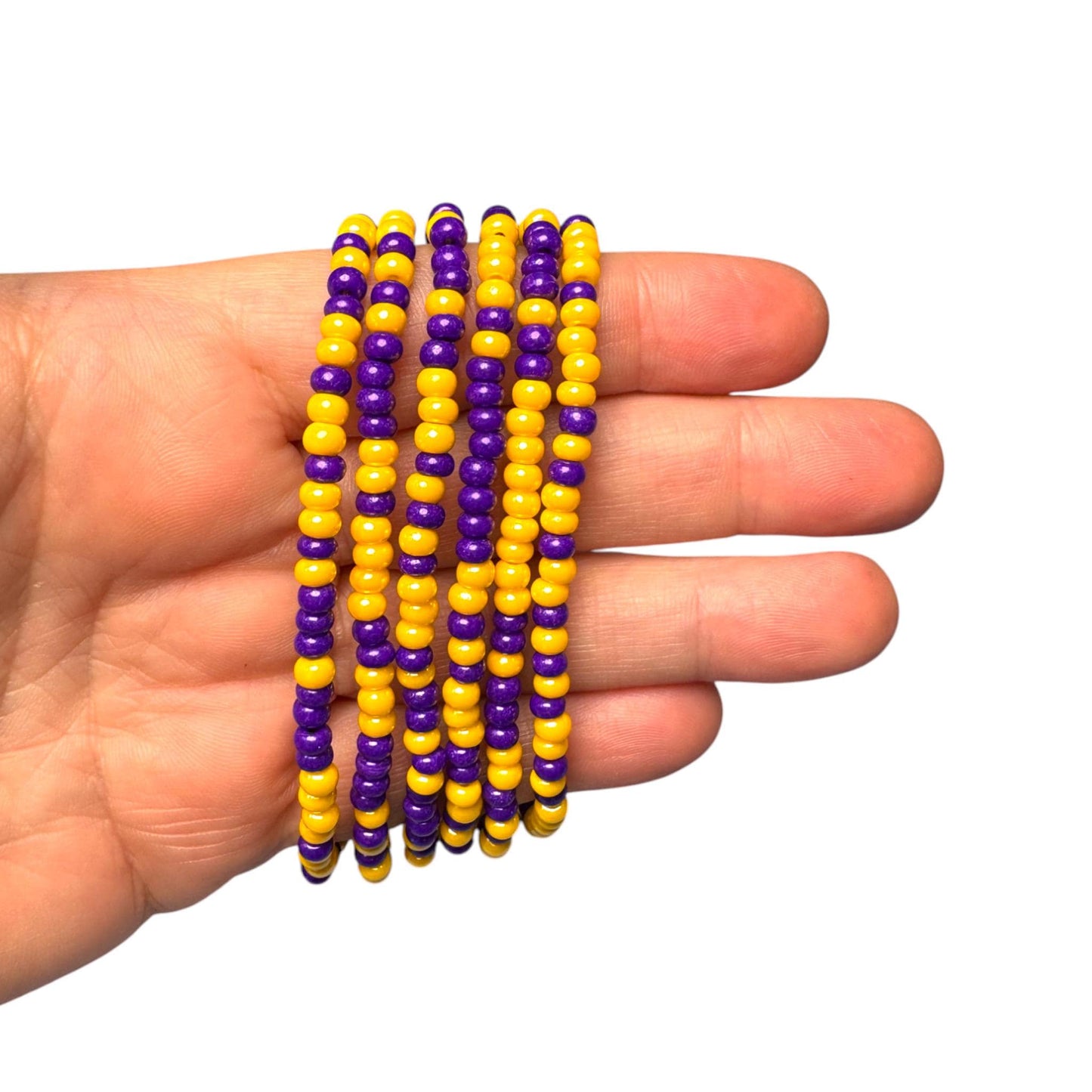 Somerset High School Cheer Purple and Gold Game Day Bracelet Stack
