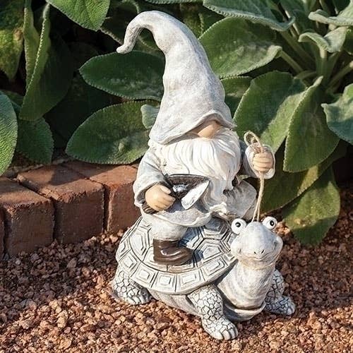 11.5"H GNOME RIDING TURTLE