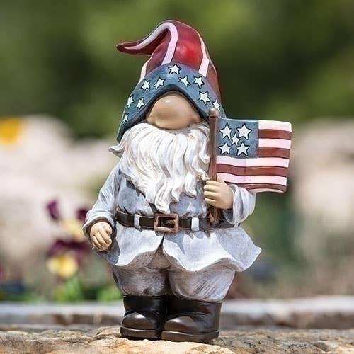 12"H PATRIOTIC GNOME STATUE