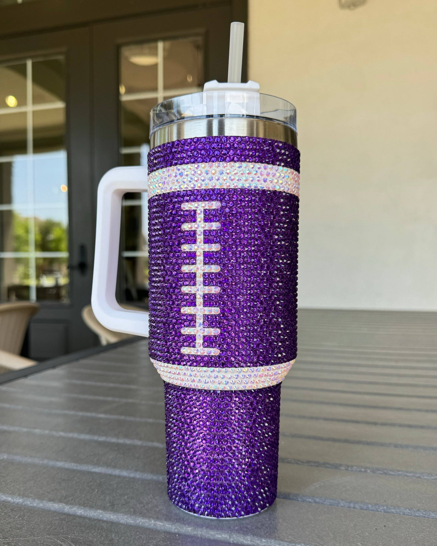 Crystal PURPLE "Team Spirit" FOOTBALL 40 Oz. Tumbler