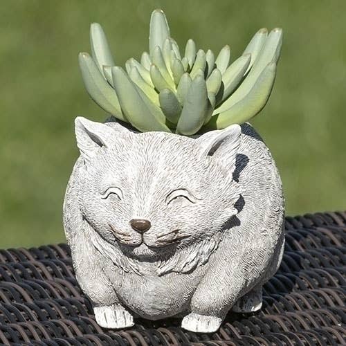 4.25"H MINI CAT PUDGY PLANTER