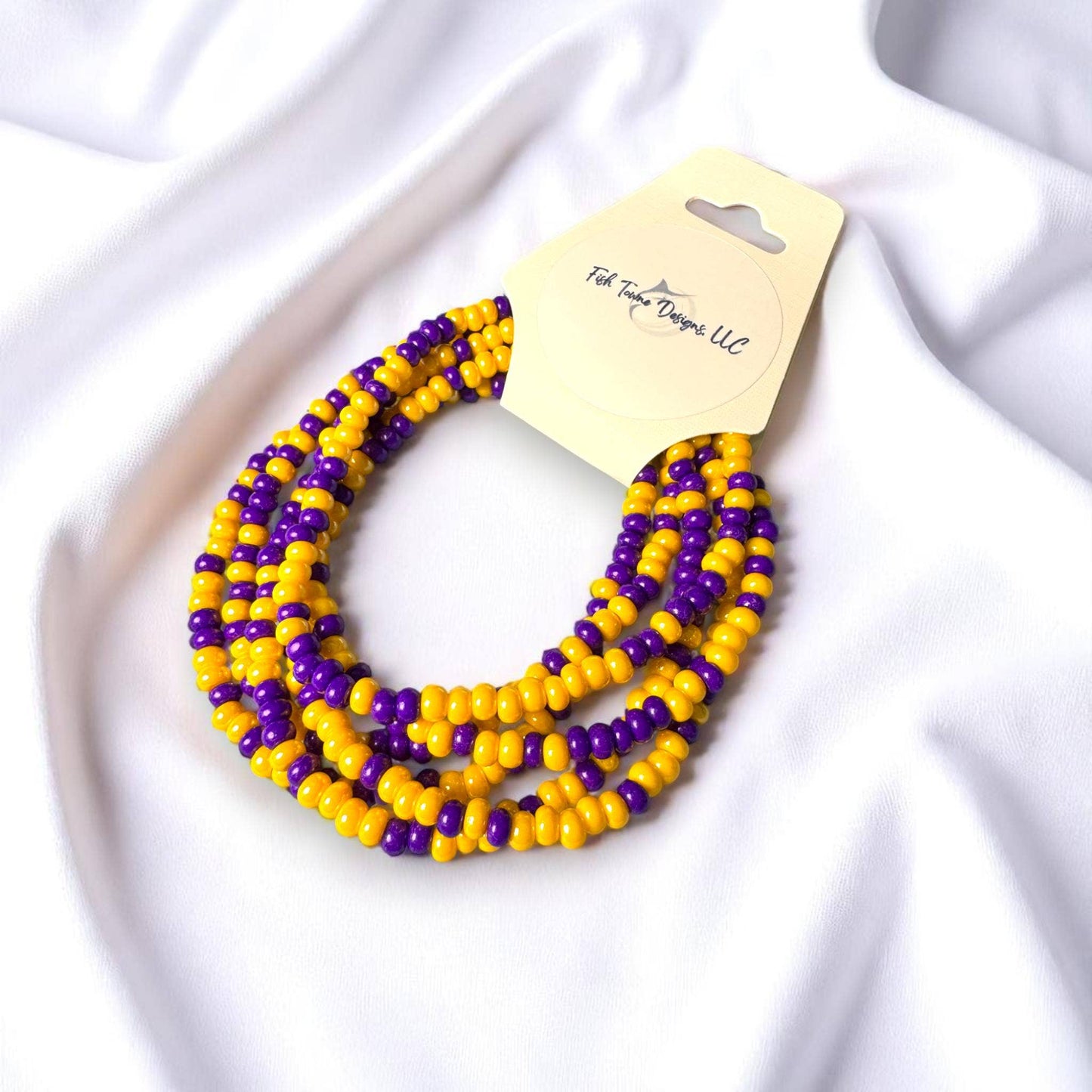 Somerset High School Cheer Purple and Gold Game Day Bracelet Stack