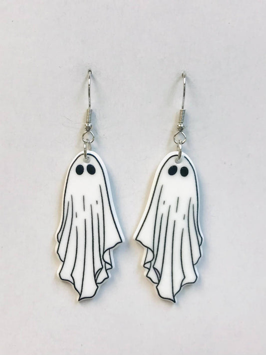 Acrylic White Ghost Earrings