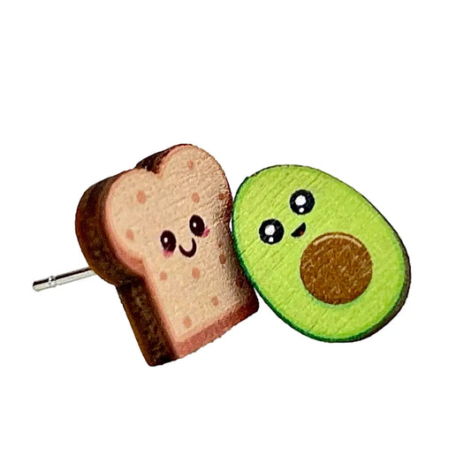 Avocado Toast Stud Wood Earrings