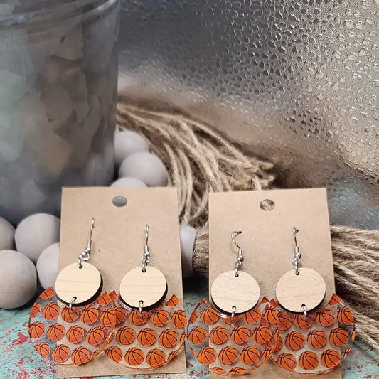 Basketball Stacked Circle Earrings