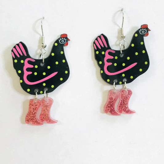 Black Chicken with Glitter Boots