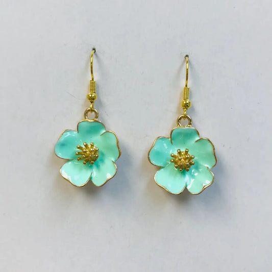 Blue Japanese Sakura Flower Earrings