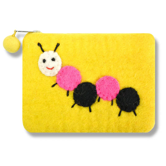 Yellow Caterpillar Design Zip Purse