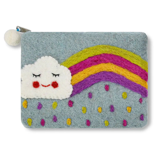 Cloud and Rainbow with Raindrop Design Coin Purse(AliceBlue)
