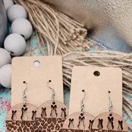 Leopard Bunny Circle Earrings