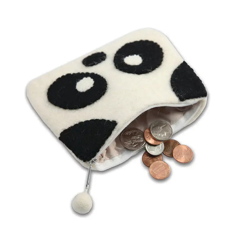 Black and White Panda Face Coin Purse