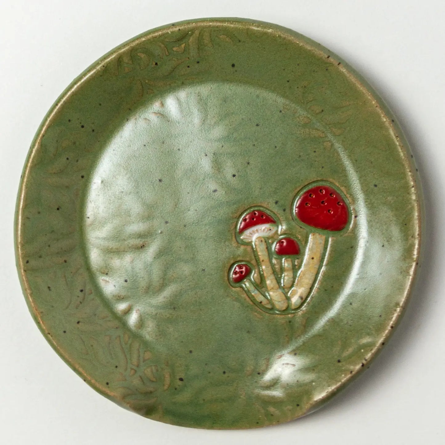 Red Mushroom Pattern Ceramic Spoon Rest