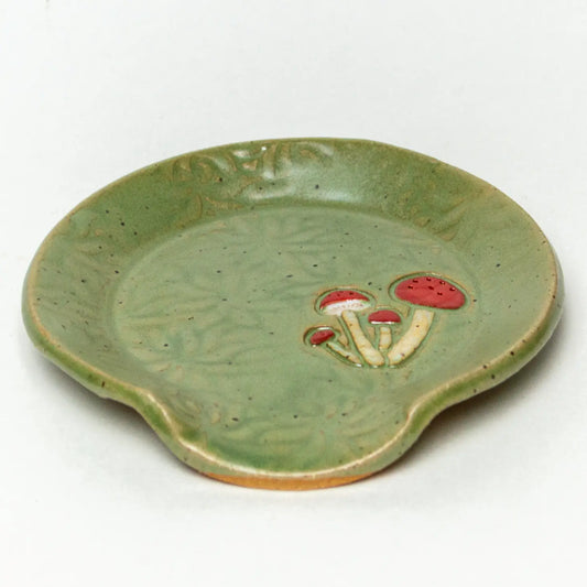 Red Mushroom Pattern Ceramic Spoon Rest