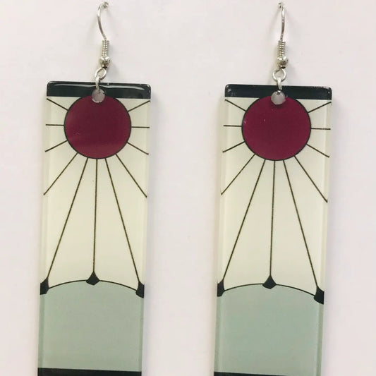 Acrylic Rising Sun Earrings(Silver)