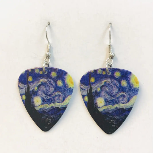 Acrylic Guitar Picks Van Ghoh Starry Night Earrings