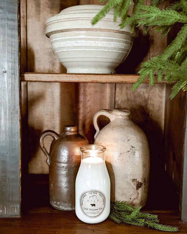 Milk Bottle Candle 1768 Balsam Fir