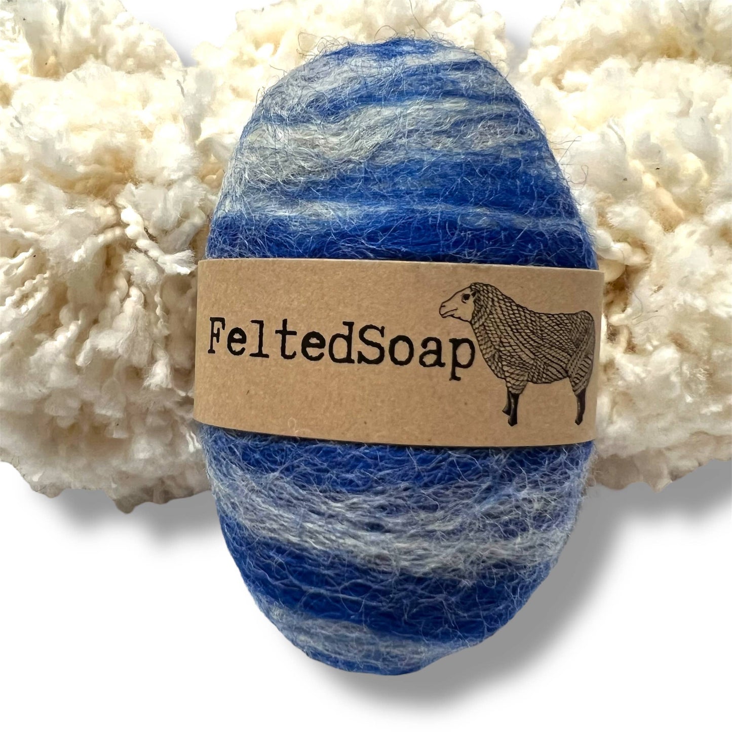 Felted Soap Single Blend BLUE & WHITE 6 Pack Fun Fiber Gift