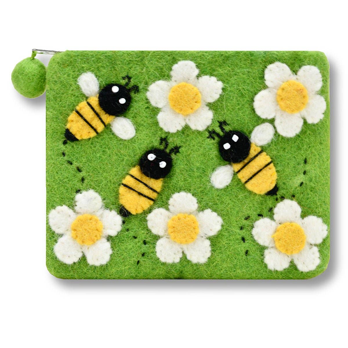 Buzzing Bee Felted Coin Purse: Purple