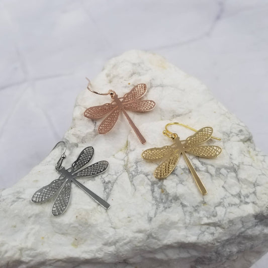 Gold Dragonfly Earrings