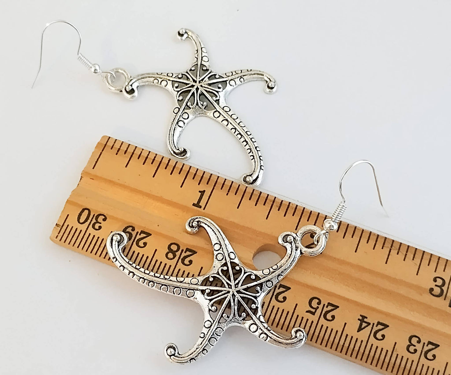 Silver Starfish Earrings,  Nautical Earrings