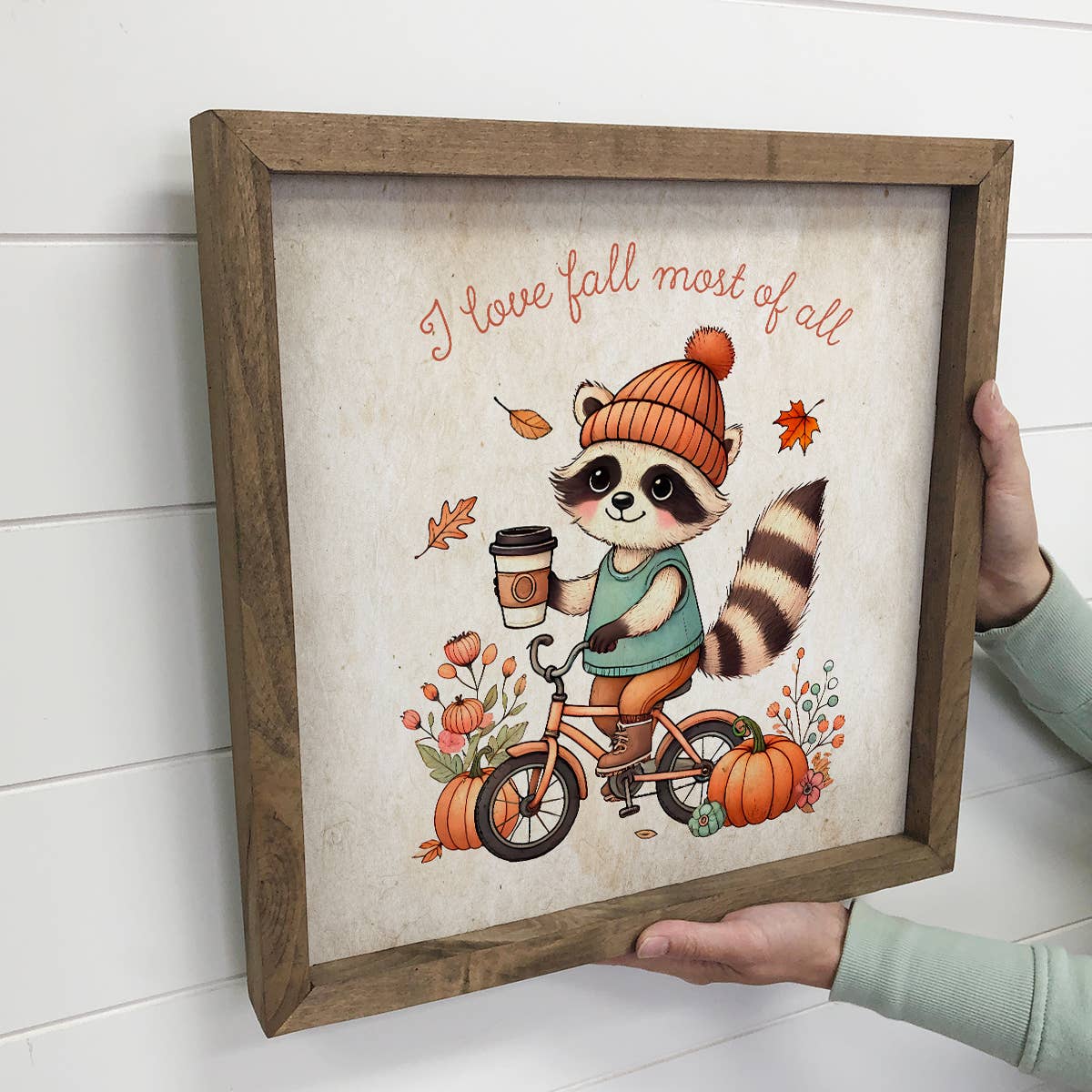 I Love Fall Most of All - Raccoon Canvas Art