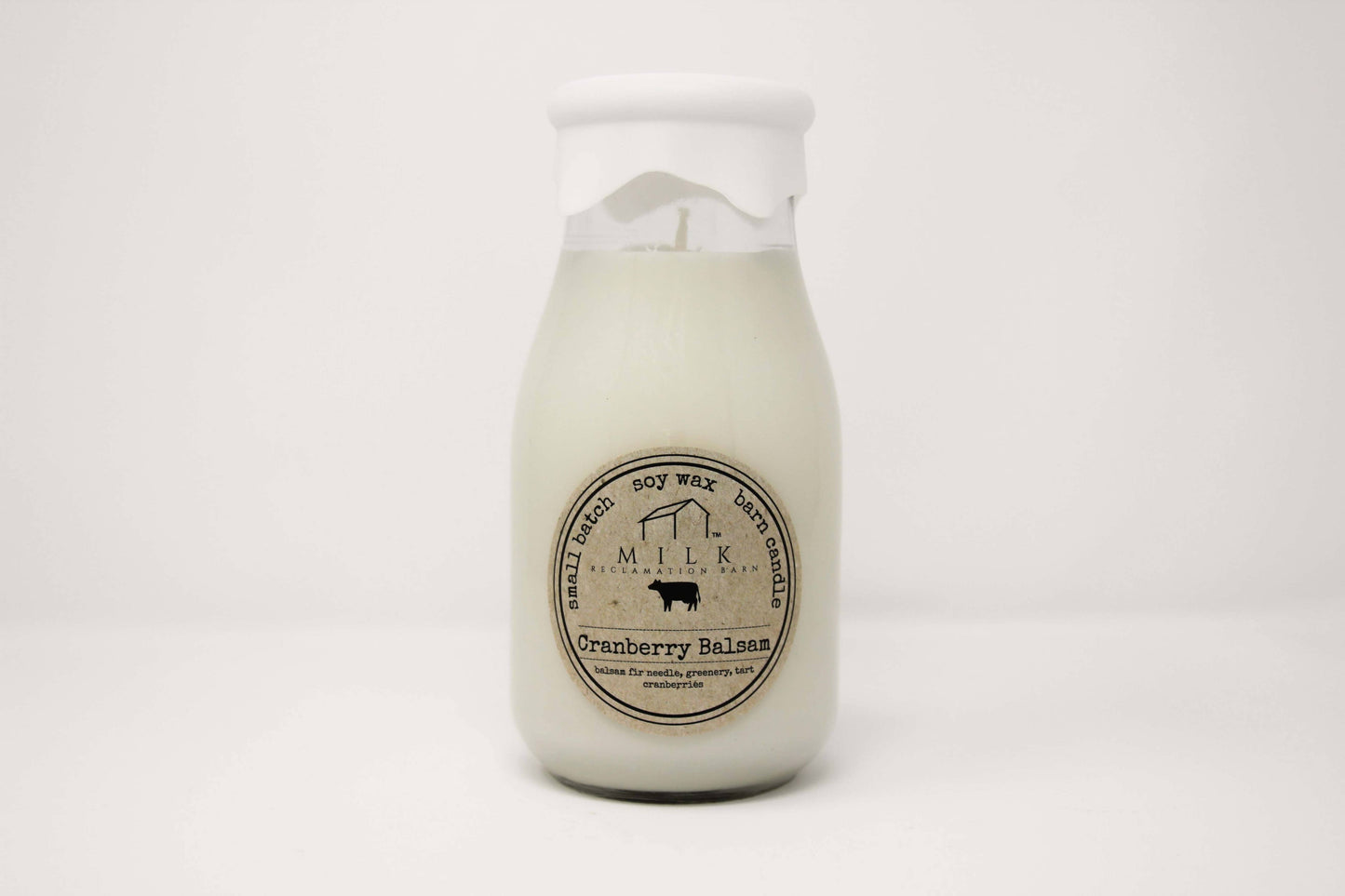 Milk Bottle Candle Cranberry Balsam