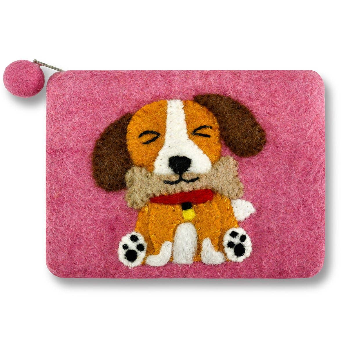 Felted Cute Dog Coin Purse: Aqua