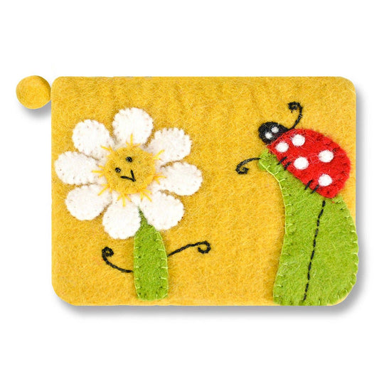 SunFlower and Lady Bug Coin Purse: Yellow