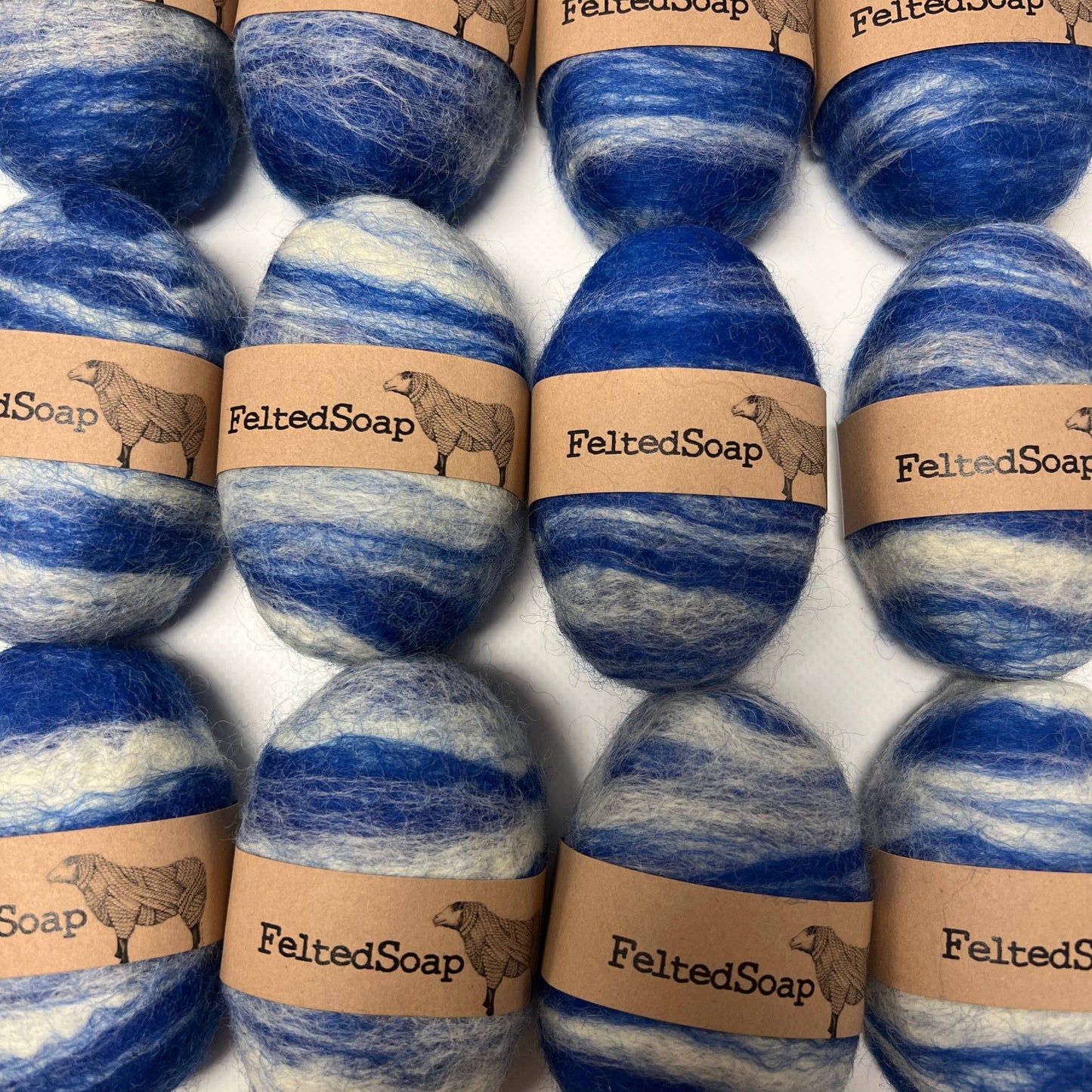 Felted Soap Single Blend BLUE & WHITE 6 Pack Fun Fiber Gift