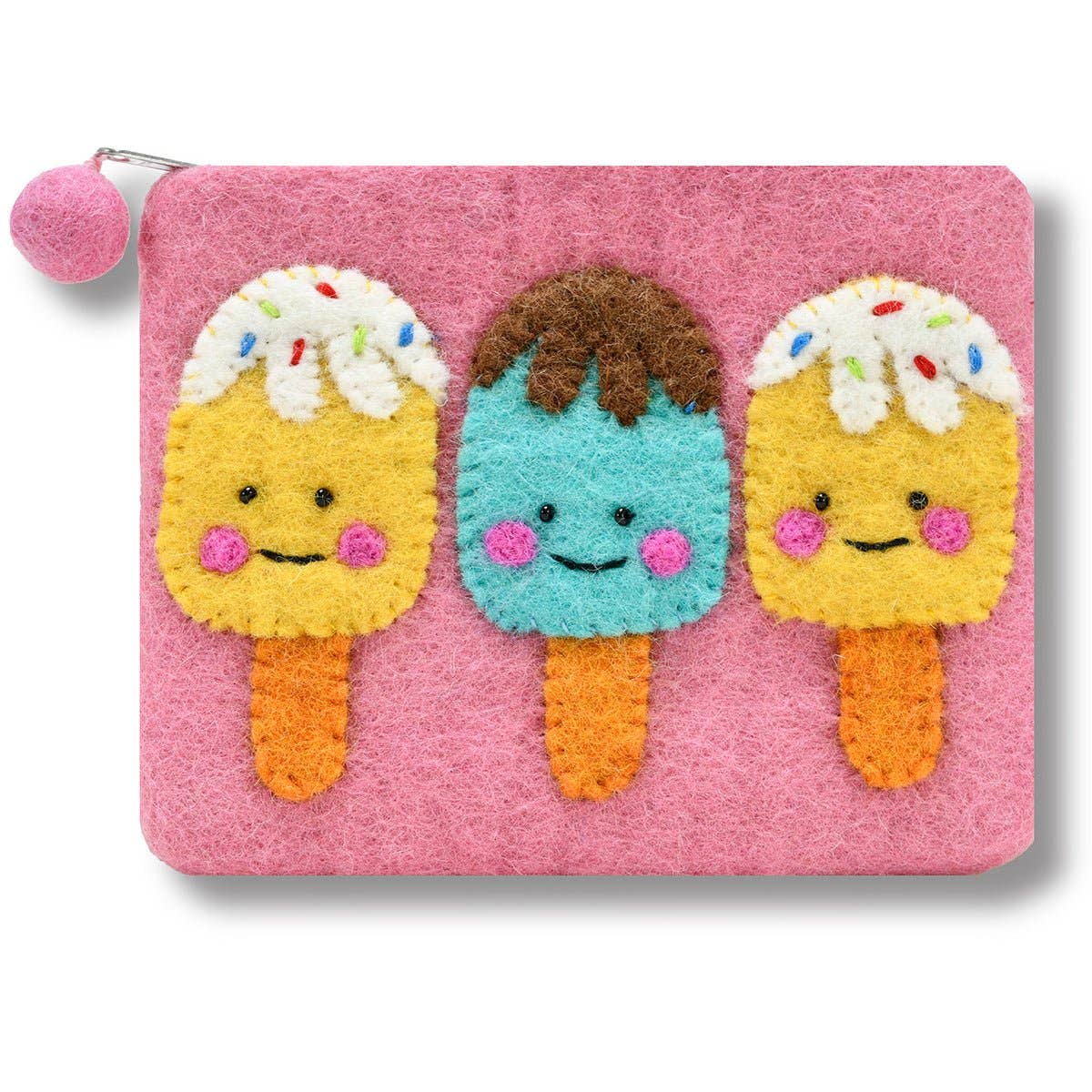 Popsicle Felted Coin Purse: Light Turquoise