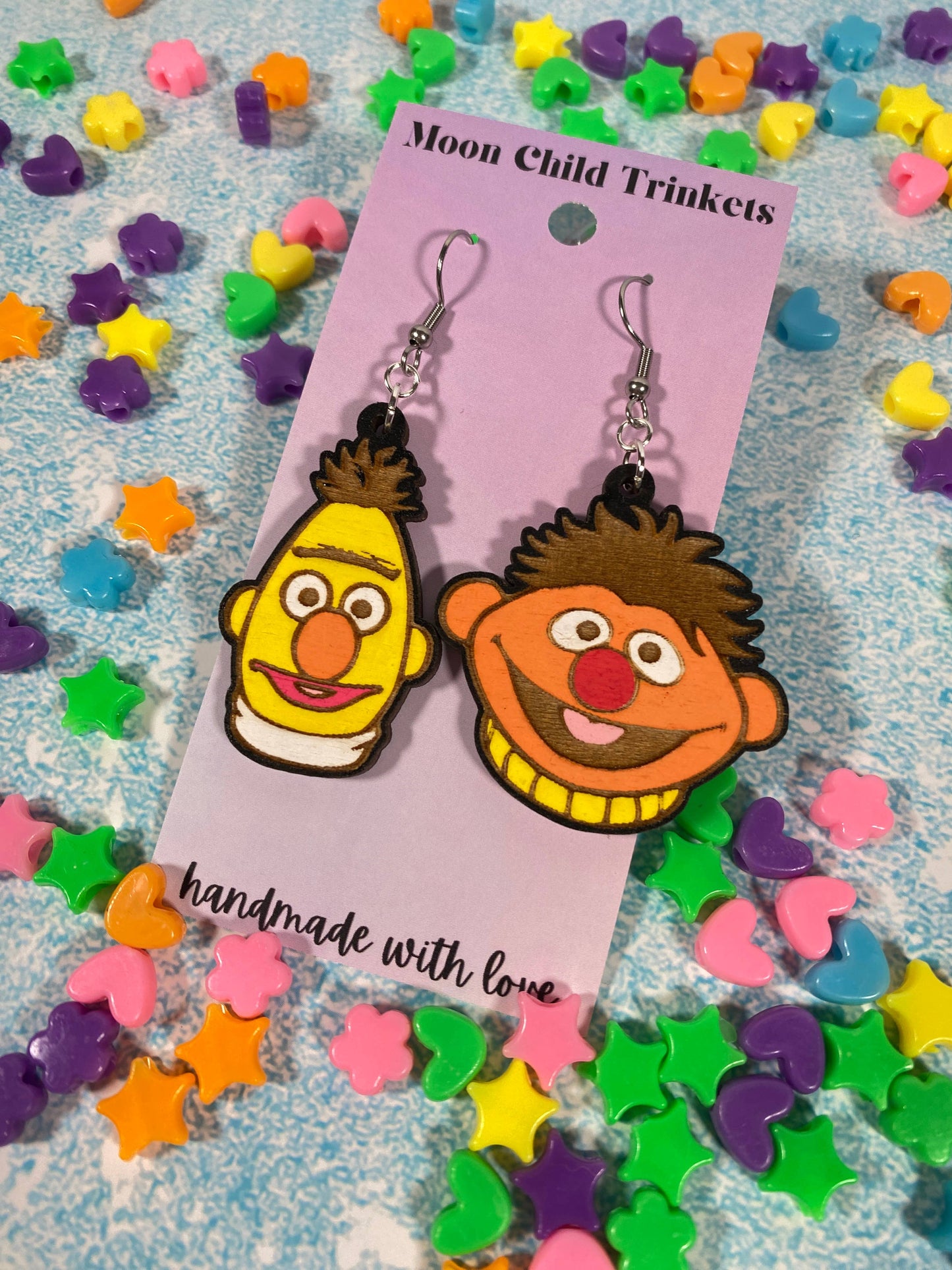 Bert and Ernie Earrings – Retro Pop Culture TV Jewelry