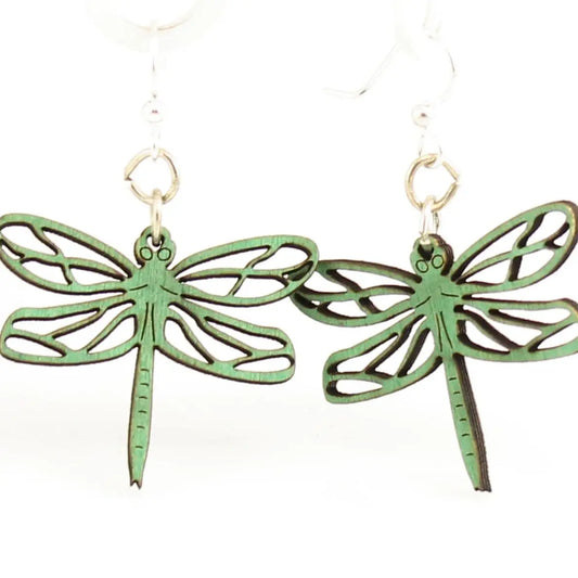 Blossom Wood Earrings ( Small Dragonfly)